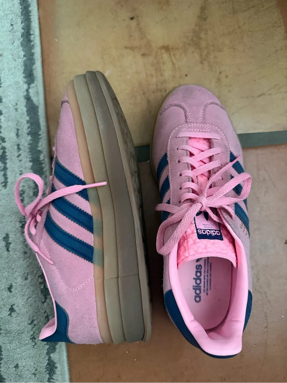 adidas Wmns Gazelle Bold Pink with Navy Stripes and Gum Sole